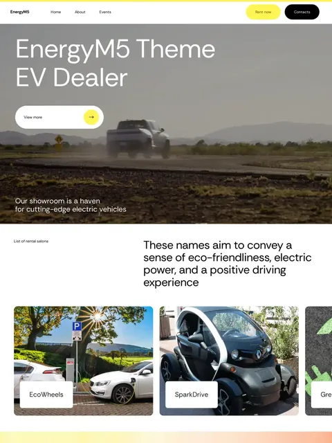 Electric car dealer website made with Mobirise