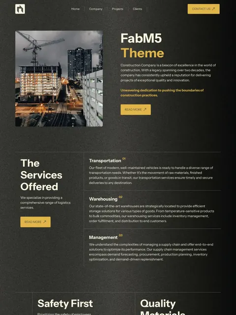 Construction company website made with Mobirise